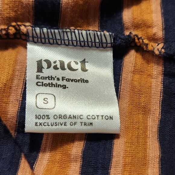 pact Dress‎ Avery Harvest Stripe Navy Blue Orange Organic Cotton Pockets Short S - Picture 13 of 16